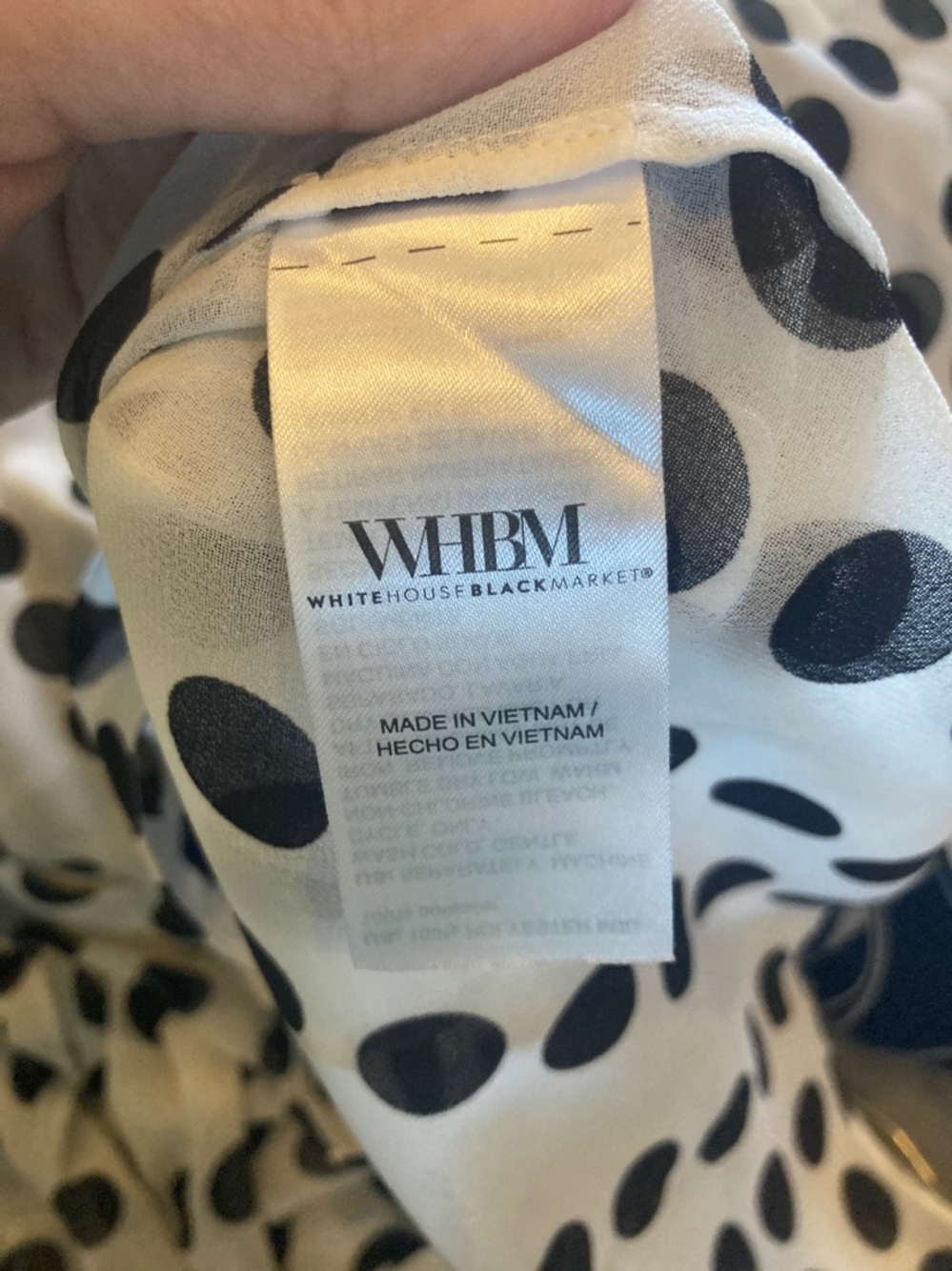 White House Black Market White Sheer Polka Dot Blouse with Black Dots - Picture 8 of 10